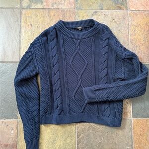Quince Navy Cable Knit Sweater